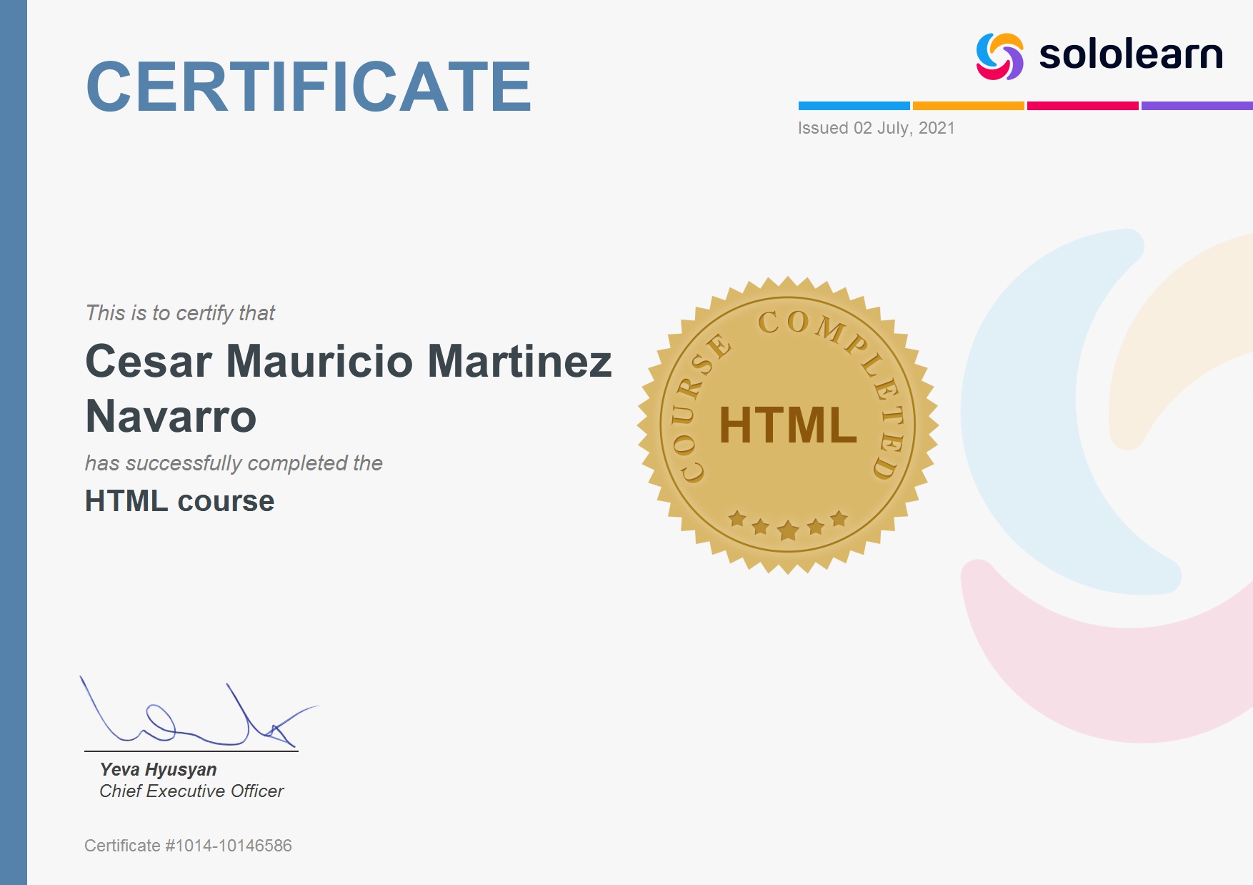 Certificado SoloLearn