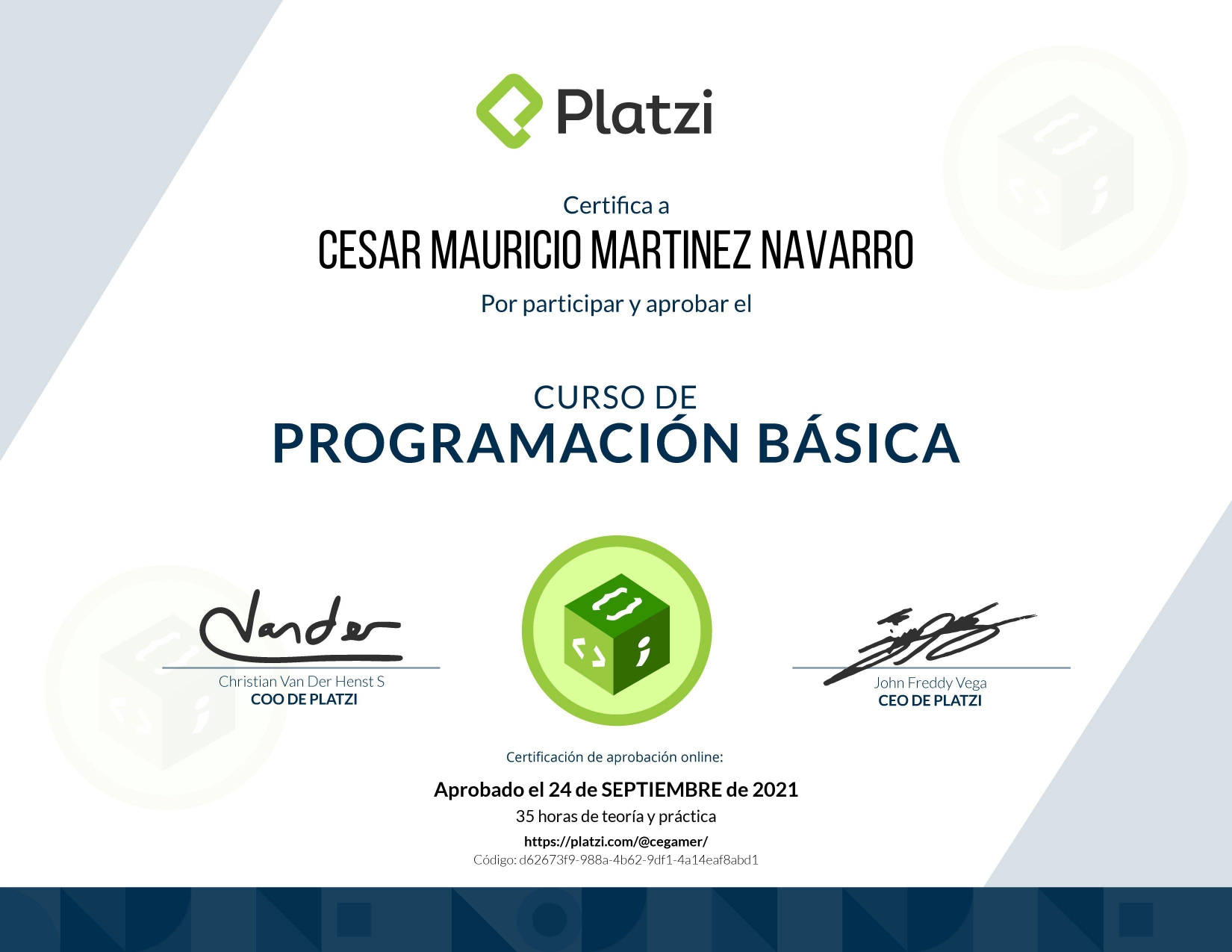 Certificado Udemy